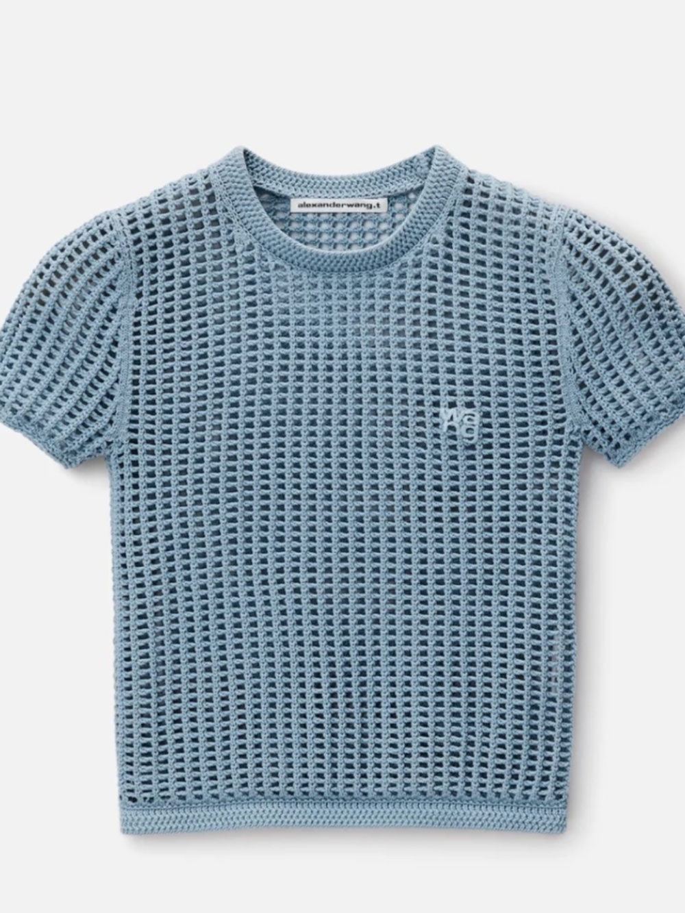Alexander Wang Cropped Knit Tee Oxford Blue
